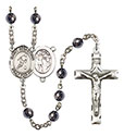 St. Sebastian/Soccer 6mm Hematite Rosary R6002S-8164