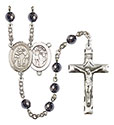 St. Sebastian/Wrestling 6mm Hematite Rosary R6002S-8171
