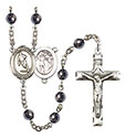 St. Sebastian/Rugby 6mm Hematite Rosary R6002S-8187