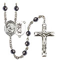 St. Christopher/Soccer 6mm Hematite Rosary R6002S-8503