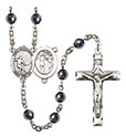 St. Sebastian/Soccer 6mm Hematite Rosary R6002S-8603