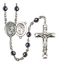 St. Sebastian/Karate 6mm Hematite Rosary R6002S-8615