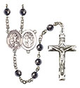 ST. Sebastian/Soccer Women 6mm Hematite Rosary R6002S-8617