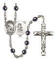 Guardian Angel/Football 6mm Hematite Rosary R6002S-8701