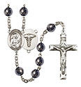 St. Camillus of Lellis/Nurse 8mm Hematite Rosary R6003S-8019S9