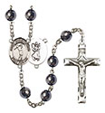St. Christopher/Golf 8mm Hematite Rosary R6003S-8152