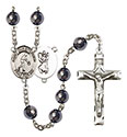 St. Christopher/Basketball 8mm Hematite Rosary R6003S-8153