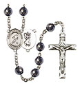 St. Christopher/Soccer 8mm Hematite Rosary R6003S-8154