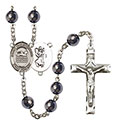 St. Christopher/Swimming 8mm Hematite Rosary R6003S-8157