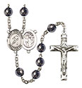 St. Sebastian/Soccer 8mm Hematite Rosary R6003S-8164