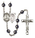 St. Sebastian/Skiing 8mm Hematite Rosary R6003S-8169