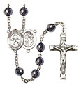 St. Sebastian/Field Hockey 8mm Hematite Rosary R6003S-8178