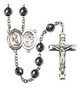 St. Sebastian/Rugby 8mm Hematite Rosary R6003S-8187