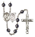 St. Sebastian/Rodeo 8mm Hematite Rosary R6003S-8191