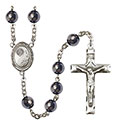 Footprints/Cross 8mm Hematite Rosary R6003S-8237