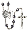 St. Christopher/Basketball 8mm Hematite Rosary R6003S-8502