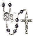 St. Christopher/Soccer 8mm Hematite Rosary R6003S-8503