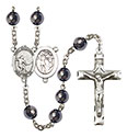 St. Sebastian/Soccer 8mm Hematite Rosary R6003S-8603