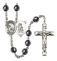 Guardian Angel/Football 8mm Hematite Rosary R6003S-8701