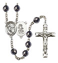 Guardian Angel/Hockey 8mm Hematite Rosary R6003S-8704