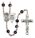 St. Michael/Navy 7mm Brown Rosary R6004S-8076S6