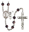 St. Christopher/Lacrosse 7mm Brown Rosary R6004S-8144