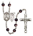 St. Sebastian/Softball 7mm Brown Rosary R6004S-8183