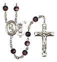 St. Christopher/Rugby 7mm Brown Rosary R6004S-8194