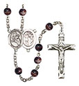 St. Sebastian/Motorcycle 7mm Brown Rosary R6004S-8197