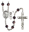 St. Christopher/Soccer 7mm Brown Rosary R6004S-8503