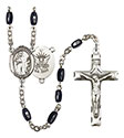 St. Brendan the Navigator/Navy 8x5mm Black Onyx Rosary R6005S-8018S6