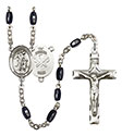 Guardian Angel/Nat&#39;l Guard 8x5mm Black Onyx Rosary R6005S-8118S5