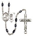 St. Christopher/Figure Skating 8x5mm Black Onyx Rosary R6005S-8139