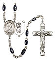 St. Christopher/Soccer 8x5mm Black Onyx Rosary R6005S-8154