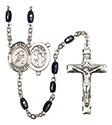St. Sebastian/Soccer 8x5mm Black Onyx Rosary R6005S-8164