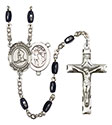 St. Sebastian/Skiing 8x5mm Black Onyx Rosary R6005S-8169