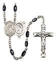 St. Sebastian/Wrestling 8x5mm Black Onyx Rosary R6005S-8171