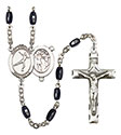 St. Sebastian/Figure Skating 8x5mm Black Onyx Rosary R6005S-8177