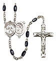 St. Sebastian/Field Hockey 8x5mm Black Onyx Rosary R6005S-8178