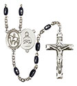 St. Kateri/Equestrian 8x5mm Black Onyx Rosary R6005S-8182