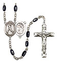 St. Sebastian/Softball 8x5mm Black Onyx Rosary R6005S-8183