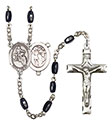 St. Sebastian/Motorcycle 8x5mm Black Onyx Rosary R6005S-8197