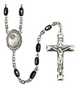 Footprints/Cross 8x5mm Black Onyx Rosary R6005S-8237