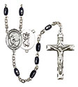 St. Christopher/Soccer 8x5mm Black Onyx Rosary R6005S-8503