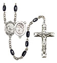 St. Sebastian/Soccer 8x5mm Black Onyx Rosary R6005S-8603