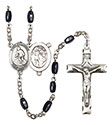 St. Sebastian/Wrestling 8x5mm Black Onyx Rosary R6005S-8608
