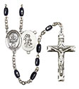 Guardian Angel/Baseball 8x5mm Black Onyx Rosary R6005S-8700