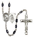 Guardian Angel/Football 8x5mm Black Onyx Rosary R6005S-8701