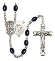 St. George/Paratrooper 8x6mm Black Onyx Rosary R6006S-8040S7