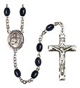 San Judas 8x6mm Black Onyx Rosary R6006S-8060SP